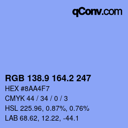 カラーコード: RGB 138.9 164.2 247 | qconv.com