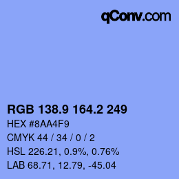 カラーコード: RGB 138.9 164.2 249 | qconv.com