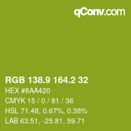 カラーコード: RGB 138.9 164.2 32 | qconv.com