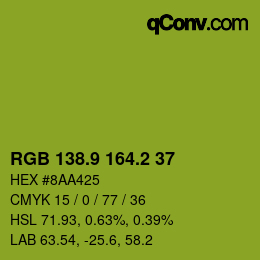カラーコード: RGB 138.9 164.2 37 | qconv.com
