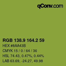 カラーコード: RGB 138.9 164.2 59 | qconv.com