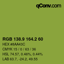 カラーコード: RGB 138.9 164.2 60 | qconv.com