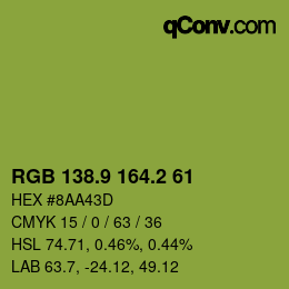 カラーコード: RGB 138.9 164.2 61 | qconv.com