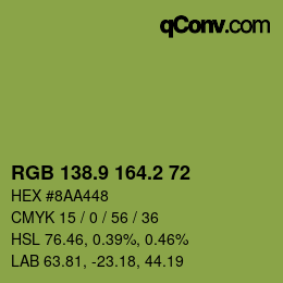 カラーコード: RGB 138.9 164.2 72 | qconv.com