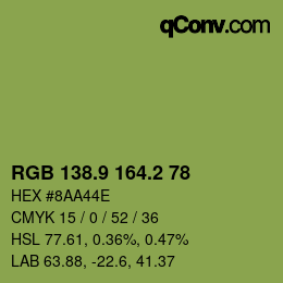 カラーコード: RGB 138.9 164.2 78 | qconv.com