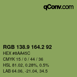 カラーコード: RGB 138.9 164.2 92 | qconv.com