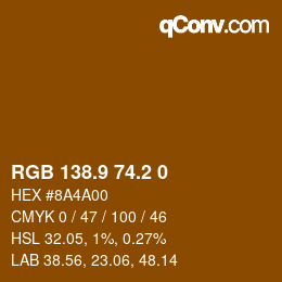 Color code: RGB 138.9 74.2 0 | qconv.com