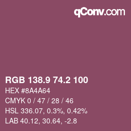 カラーコード: RGB 138.9 74.2 100 | qconv.com