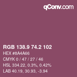 Color code: RGB 138.9 74.2 102 | qconv.com