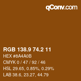 Color code: RGB 138.9 74.2 11 | qconv.com