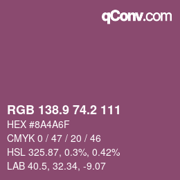 Color code: RGB 138.9 74.2 111 | qconv.com