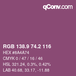 Color code: RGB 138.9 74.2 116 | qconv.com