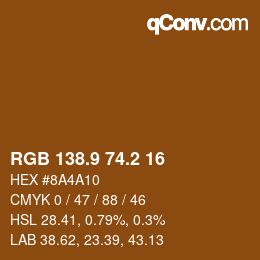 Color code: RGB 138.9 74.2 16 | qconv.com