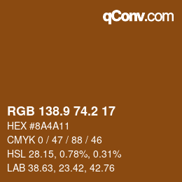 カラーコード: RGB 138.9 74.2 17 | qconv.com
