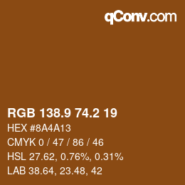 Color code: RGB 138.9 74.2 19 | qconv.com