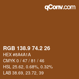 Color code: RGB 138.9 74.2 26 | qconv.com