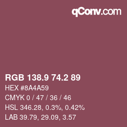カラーコード: RGB 138.9 74.2 89 | qconv.com