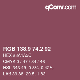 Color code: RGB 138.9 74.2 92 | qconv.com