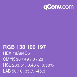 Color code: RGB 138 100 197 | qconv.com