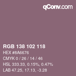 Farbcode: RGB 138 102 118 | qconv.com