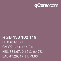 Farbcode: RGB 138 102 119 | qconv.com