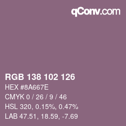 Farbcode: RGB 138 102 126 | qconv.com