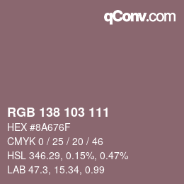 颜色代码: RGB 138 103 111 | qconv.com