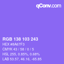 Color code: RGB 138 103 243 | qconv.com