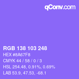Color code: RGB 138 103 248 | qconv.com