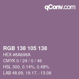 Color code: RGB 138 105 138 | qconv.com