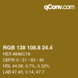 カラーコード: RGB 138 108.8 24.4 | qconv.com