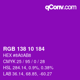 颜色代码: RGB 138 10 184 | qconv.com