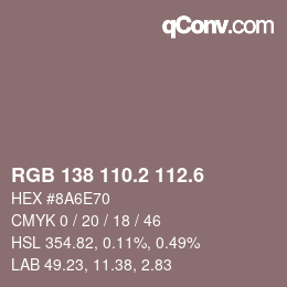 カラーコード: RGB 138 110.2 112.6 | qconv.com