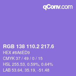 カラーコード: RGB 138 110.2 217.6 | qconv.com