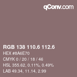 カラーコード: RGB 138 110.6 112.6 | qconv.com
