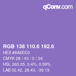 カラーコード: RGB 138 110.6 192.6 | qconv.com