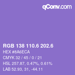 カラーコード: RGB 138 110.6 202.6 | qconv.com