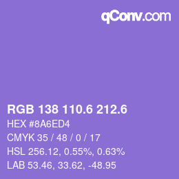 カラーコード: RGB 138 110.6 212.6 | qconv.com