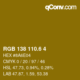 カラーコード: RGB 138 110.6 4 | qconv.com