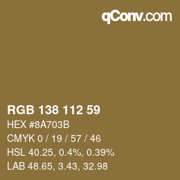 Farbcode: RGB 138 112 59 | qconv.com