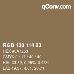 Farbcode: RGB 138 114 83 | qconv.com