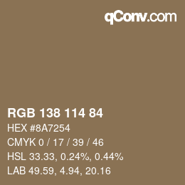 Farbcode: RGB 138 114 84 | qconv.com
