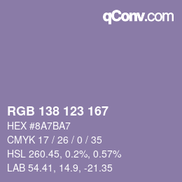Farbcode: RGB 138 123 167 | qconv.com