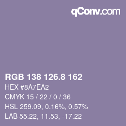カラーコード: RGB 138 126.8 162 | qconv.com