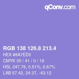 カラーコード: RGB 138 126.8 213.4 | qconv.com