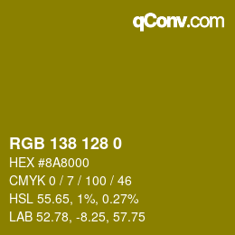 Color code: RGB 138 128 0 | qconv.com