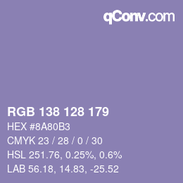 Código de color: RGB 138 128 179 | qconv.com