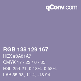 Farbcode: RGB 138 129 167 | qconv.com