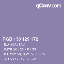 Farbcode: RGB 138 129 172 | qconv.com