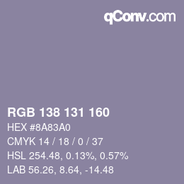 Farbcode: RGB 138 131 160 | qconv.com